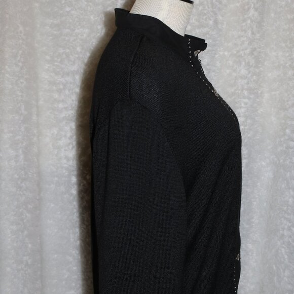 Philippe Marques black beaded cardigan size 16 full zip made in USA - Picture 3 of 9